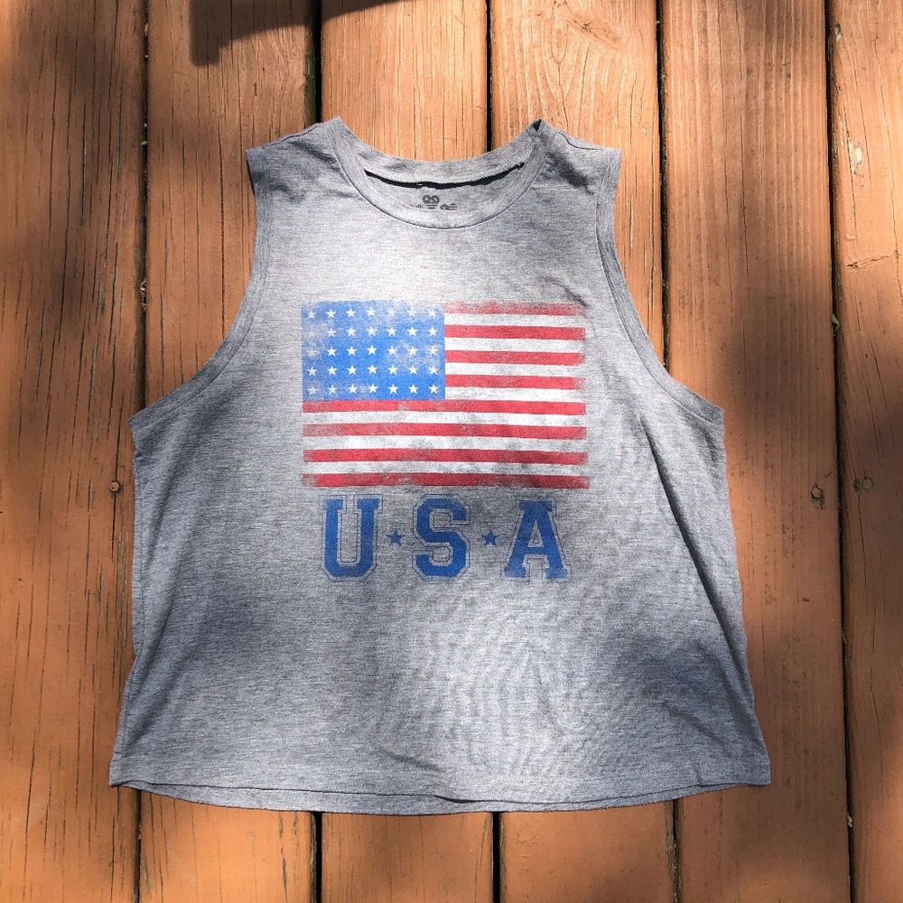 USA America Flag Tanktop Graphic T-Shirt Top